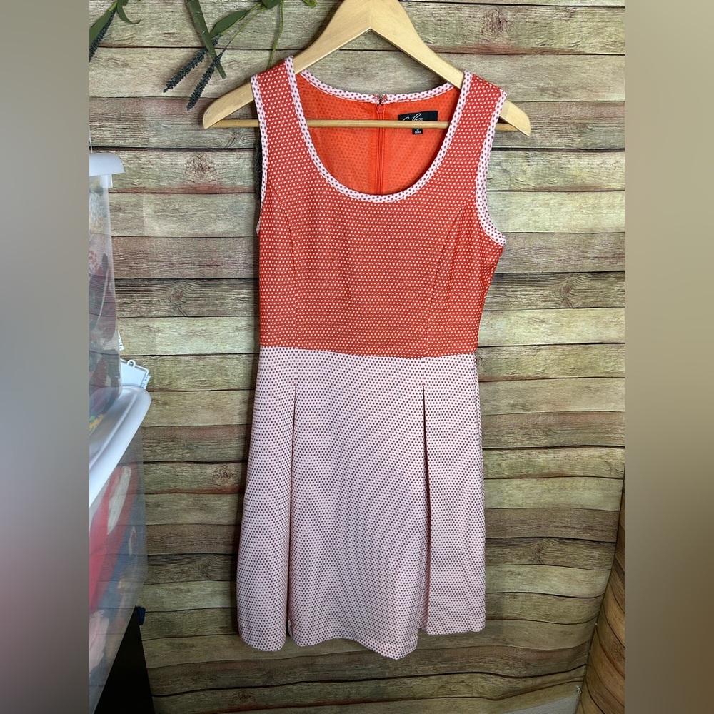 C. Luce Peaches and Cream Polka Dot Fit & Flare Sleeveless Dress Size Small